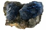 Blue Fluorite Crystals on Smoky Quartz - China #132739-1